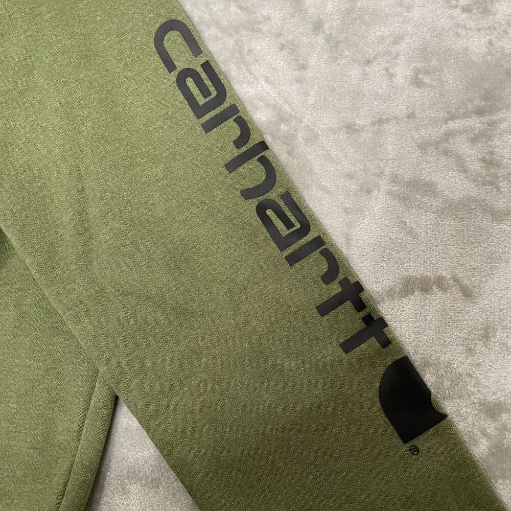 Carhartt Mens Loose Fit Midweight Logo Sleeve Hoodie Size Small Green